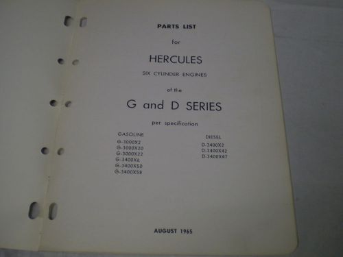 Whiting, Hupp, Hercules, Parts Manual G &amp; D series 6 cylinder Gas and diesel eng