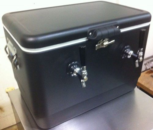 Draft keg beer double matte black steel belted jockey box cooler new for sale