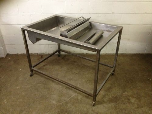 Stainless steel donut breading table station cart on wheels w/ scooper for sale