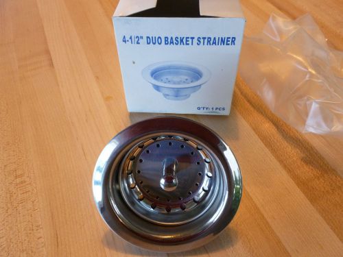 Stainless steel 4-1/2&#034; basket drain w/strainer -3-1/2&#034; sink opening, 1-1/2&#034; out for sale