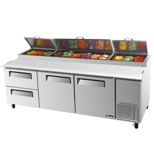 NEW Turbo Air 93&#034; Super Deluxe Stainless Steel Pizza Prep Table !! 2 Drawers!