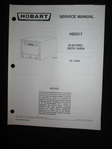 Hobart Electric Deck Oven Model HDO17 Service Repair Manual Schematics ML 43848