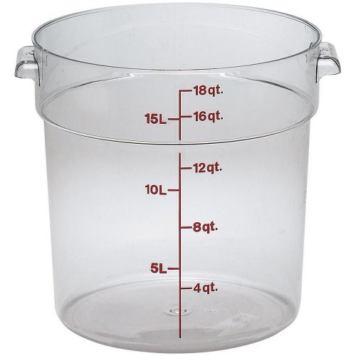 Cambro 18 qt. camwear round food storage containers, 6pk clear rfscw18-135 for sale