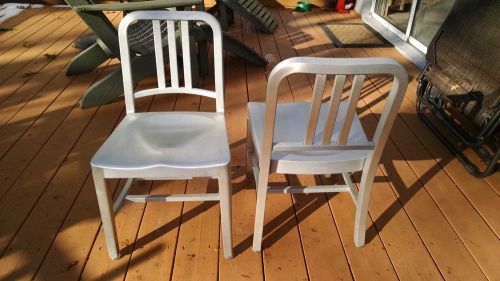 EMECO BRUSHED ALUMINUM NAVY KIDS CHAIRS - LOT OF 2