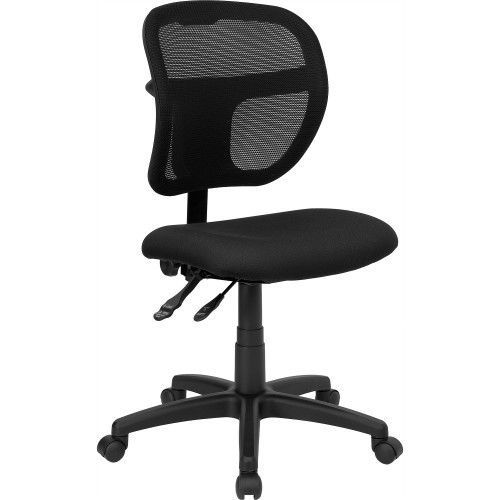 Flash Furniture WL-A7671SYG-BK-GG Mid-Back Mesh Task Chair with Black Fabric Sea