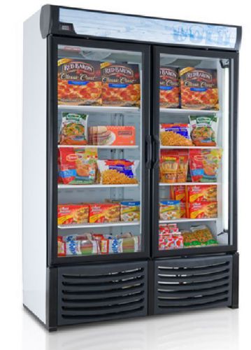 New commercial 2 glass door display freezer frozen food led lights 120v casters for sale