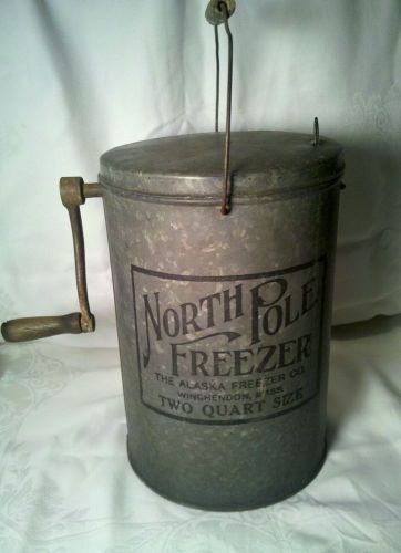 Antique north pole icecream freezer, pat. 1910 (2 quart) for sale
