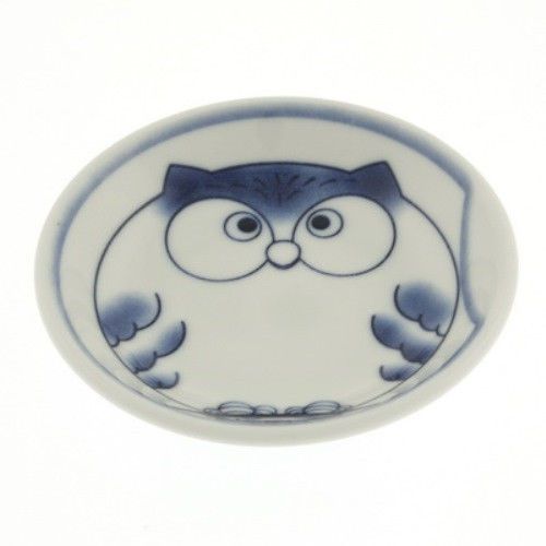 Set of Six 3.5&#034; Round Sauce Dishes Owl Made In Japan