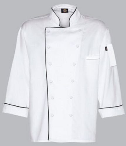 DC103 DICKIES CHEF BRUNO EXECUTIVE CHEF COAT WHITE BLACK PIPING