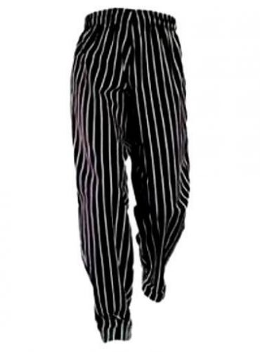 Chef Pants Black White Stripe Drawstring Waist Medium Chef Designs New