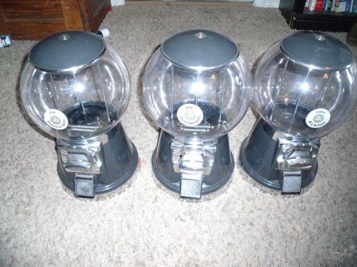 Lot of 3 Three  Vending 50 cent Black Globe Gumball Machines! All Keyed Alike!