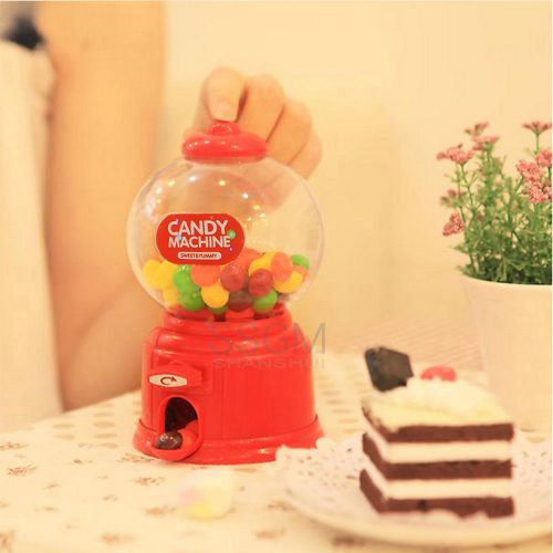 Funny Kids Candy Machine Gumball Red Dispenser Money Coin Bank Cute Box Gift