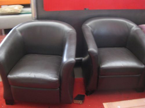 (3) Leather Sofa Chairs