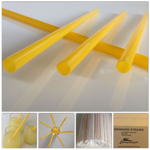 Jumbo Straws, 10&#034; Individually Paper Wrapped, 1200 pcs, Yellow, U.S. Seller