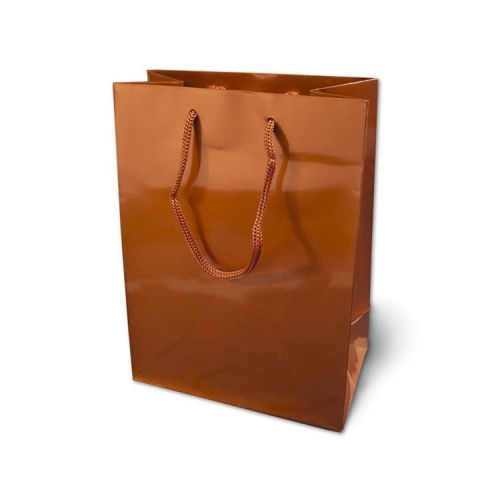 100 copper metallic euro tote shopping bags 6.25&#034;x3.5x8.5 salon rope gift bags for sale