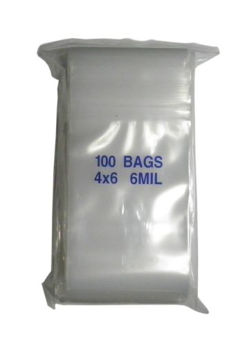 Thick Heavy Weight 6 MIL Zip Lock Plastic Storage Bags 4&#034; x 6&#034; 100 Pieces