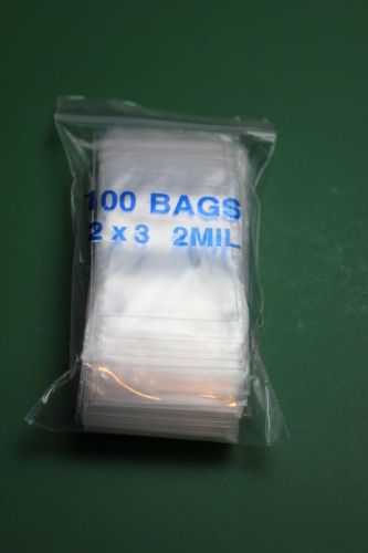 100 2&#034;x3&#034; ziplock bags clear 2mil small poly bag reclosable bags plastic baggies for sale