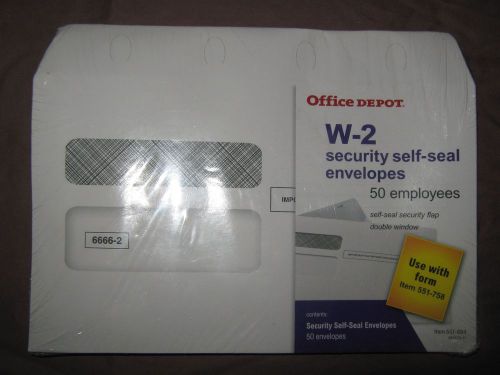 W-2 Form Double Window Envelopes, Laser, 9&#034;x5-5/8&#034; 50/PK,  Self Seal