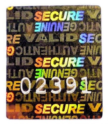 990x LARGE GOLD Security Hologram NUMBERED Labels, 22mm x 27mm,Stickers, &#034;VOID&#034;