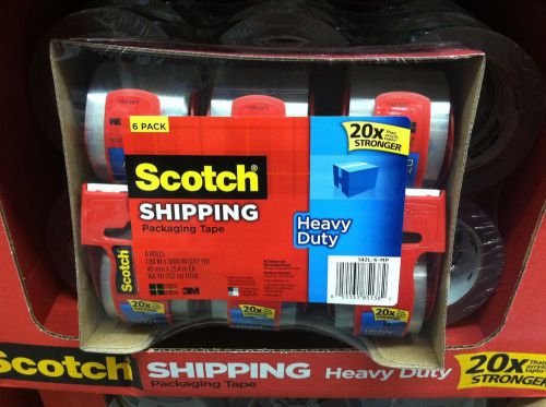 3M SCOTCH PACKAGING/SHIPPING TAPE 6PK HEAVY DUTY ROLLS (1.88&#034; x 1000&#034;) New!