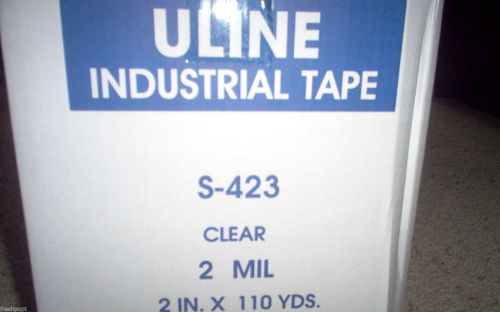 Uline s-423 industrial packaging shipping clear tape 12 rolls 2&#034; x 110 yds 2 mil for sale