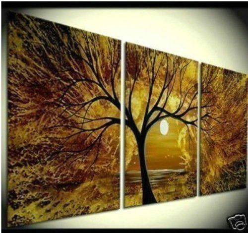 Huge abstract oil painting modern wall art on canvas tree+ framed for sale