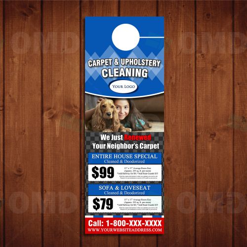 Custom Carpet Cleaning Door Hanger - Ready In 3hrs - Upholstery Marketing Coupon