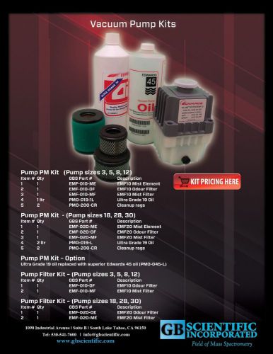 Edwards vacuum pump filter kit (pump sizes 18, 28, 30) for sale