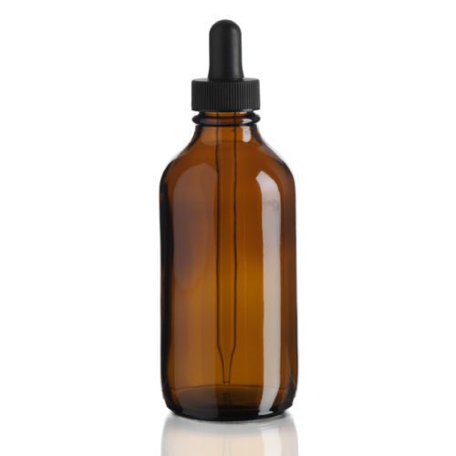 72 Pcs - 4 oz Boston Round AMBER Bottle (120 ml) with Dropper