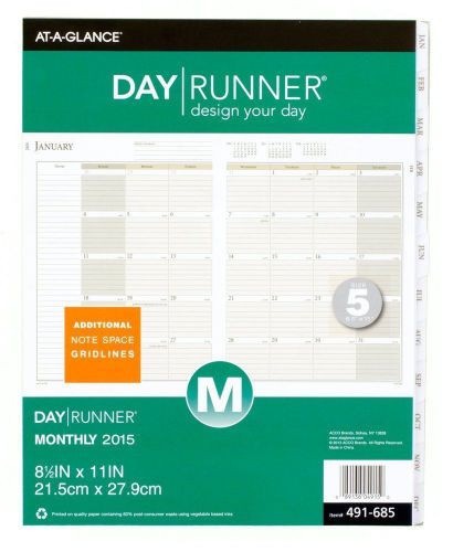 Day Runner Monthly Tabbed Planner Refill 2015 8.5 x 11 Inch