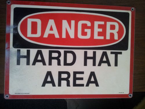 NMC D46RB CAUTION SAFETY SIGN - &#034;DANGER HARD HAT AREA&#034; Glvnizd Metal 20 X 14