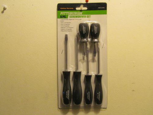 Brand New Pittsburgh 6 Piece 47770 Screwdriver Set/ Magnetic Tip, Chrome Shafts