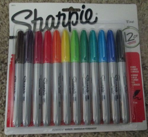 New 12 count sharpie fine point permanent markers assorted colors for sale