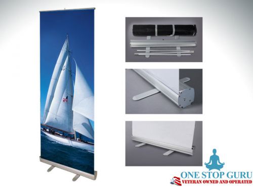 33x81 retractable roll pop up banner stand trade show sign display+ free print for sale