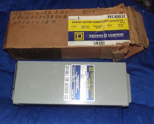 Square D PFC4003C POWER FACTOR CORRECTION CAPACITOR 480 VAC 3 KVAR New in Box