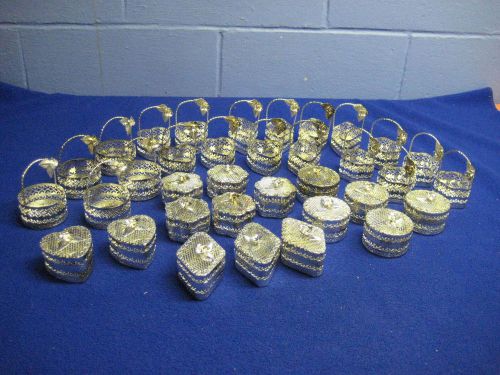 HUGE LOT OF 35 SILVERTONE METAL GIFT BOXES FOR JEWELRY, ETC.....NICE VARIETY