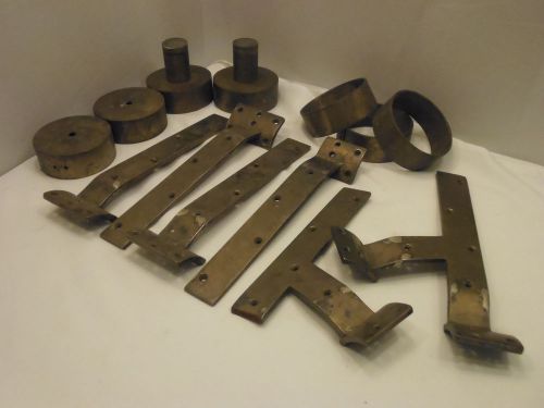 Brass bar mounting foot rail brackets heavy duty hardware lot of 13 vintage for sale