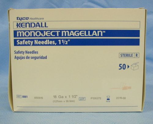 1 Box of 50 Tyco Kendall  Safety Needles #8881 850815