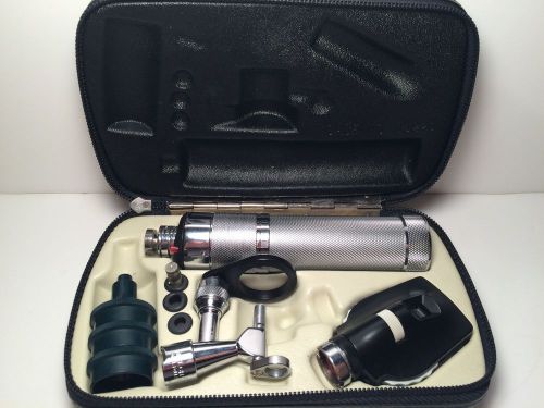 Vintage WELCH ALLYN OPHTHALMOSCOPE  216 HEADS WITH HANDLE &amp; CASE (#06)