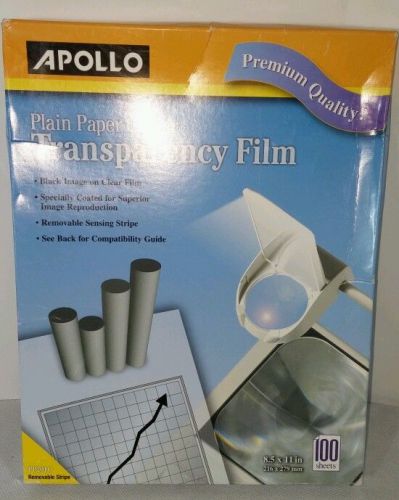 Apollo PP201C Plain Paper Copier Transparency Film Made In USA *100 Sheets*