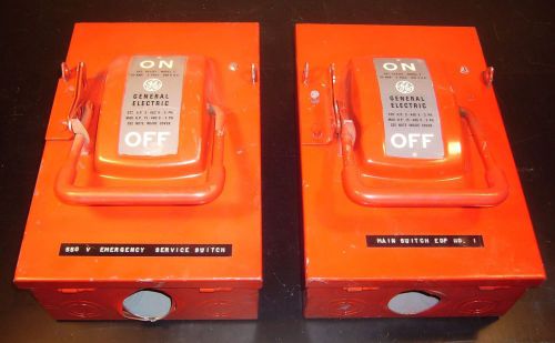 Lot of Two GE TH3361 Model 2 Fire Panel Shutoff Switch 30A 600VAC - Red - Used