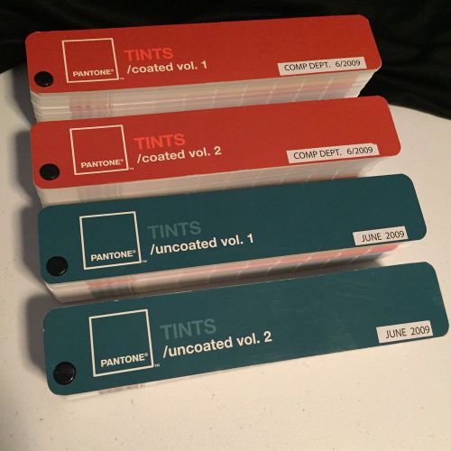 Set Of 4 Pantone Tints Coated &amp; Uncoated Volume Vol. 1 &amp; 2 Swatch Color Books