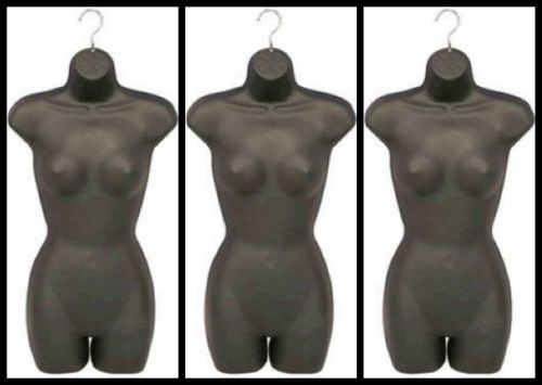 3 PIECES hanging female dress form black hollow back mannequin small med.