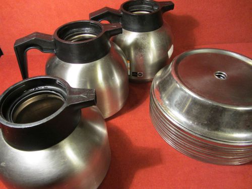 Set 3 bunn 40163  s/s 12 cup thermal coffee pot+10 x 10&#039;&#039; x 2&#039;&#039; s/s plate covers for sale