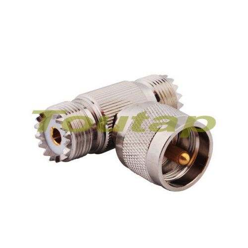 Uhf pl259 male to 2x so239 female uhf jack t type 3 way rf adapter connector for sale