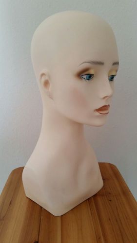 15&#034; Plastic Mannequin Head Hand Painted Wigs Hats Scarves GREAT CONDITION!