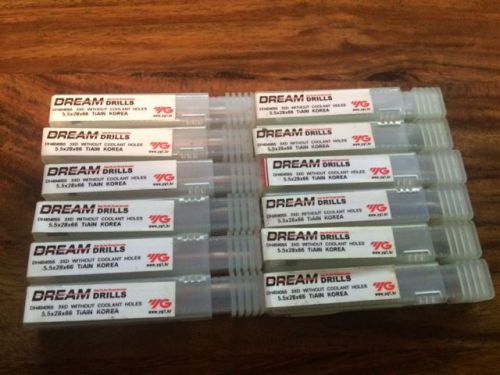 BRAND NEW Lot of 12 Dream Drills 3XD TiAIN Carbide 5.5x28x66 5.5mm DH404055