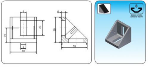 T slot angle 40x39x39 serial 8 (1pcs) for sale