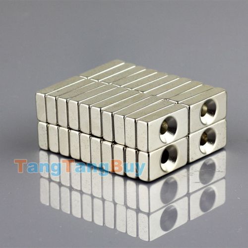 50pcs N35 Block Countersunk Magnet 20 x 10 x 5 mm Hole 5mm Rare Earth Neodymium