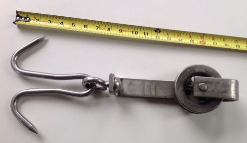 Stainless steel meat locker pulley and double hook for sale